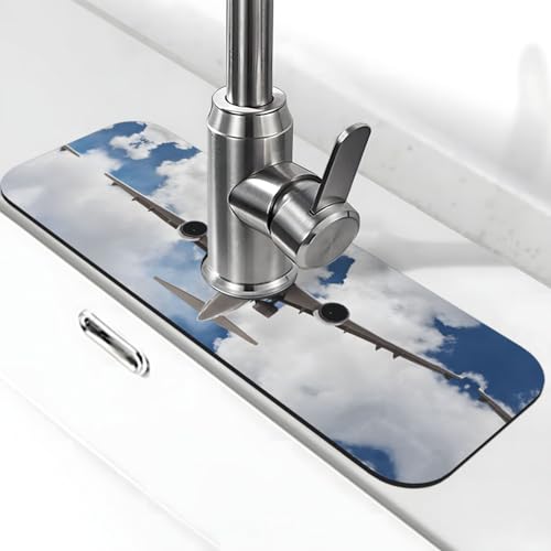 WXWJSHMGC Flugzeug-Kunstdruck, Spritzschutz, saugfähige Abtropfmatte, Spülbeckenmatte, für Küchenarmaturen, Arbeitsplatten von WXWJSHMGC