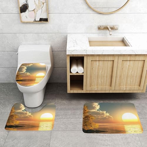 WXWJSHMGC Good Morgen-Aufdruck, 3-teilig, super plüschig, rutschfest, Badematten-Set, WC-Vorleger, Teppiche von WXWJSHMGC