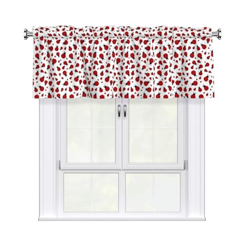 WXWJSHMGC Küchenvorhänge mit Marienkäfer-Druck, Verdunkelungsvorhänge, Küchenvolant für kleine Fensterstangen, 137,2 x 45,7 cm von WXWJSHMGC