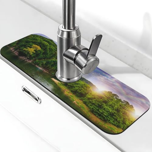 WXWJSHMGC Mountain Valley mit Regenbogen-Druck, Spritzschutz, saugfähige Abtropfmatte, Spülbeckenmatte, für Küchenarmaturen, Arbeitsplatten WXWJSHMGC Mountain Valley mit Regenbogen-Druck, Spritzschutz, saugfähige Abtropfmatte, Spülbeckenmatte, für Küchenarmaturen, Arbeitsplatten von WXWJSHMGC