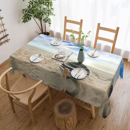 WXWJSHMGC Rechteckige Tischdecke mit Motiv "Boot am Strand", auslaufsicher und wasserdicht, Tischdecke für den Außenbereich, Küche, Esszimmer, Party und Außenbereich, 137 x 183 cm von WXWJSHMGC