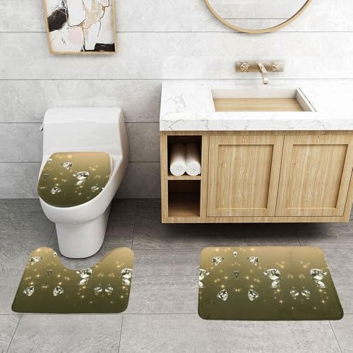WXWJSHMGC Rutschfester Badvorleger mit glänzendem Rautenmuster, 3-teilig, super plüschig, WC-Vorleger WXWJSHMGC Rutschfester Badvorleger mit glänzendem Rautenmuster, 3-teilig, super plüschig, WC-Vorleger von WXWJSHMGC