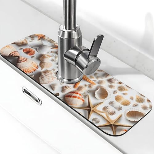 WXWJSHMGC Seashell Sandstrand Print Küchenspüle Spritzschutz, saugfähige Abtropfmatte, Spülbeckenmatte, für Küchenarmaturen, Arbeitsplatten WXWJSHMGC Seashell Sandstrand Print Küchenspüle Spritzschutz, saugfähige Abtropfmatte, Spülbeckenmatte, für Küchenarmaturen, Arbeitsplatten von WXWJSHMGC