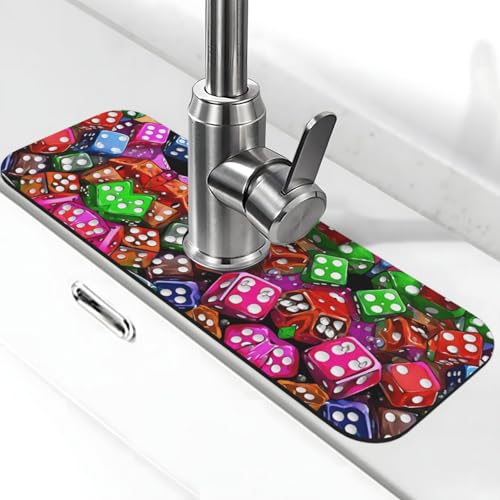 WXWJSHMGC Spiel-Würfel-Set mit Spritzschutz, saugfähige Abtropfmatte, Spülbeckenmatte, für Küchenarmaturen, Arbeitsplatten von WXWJSHMGC