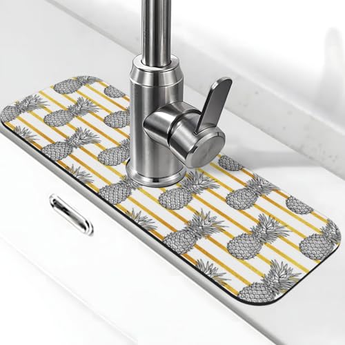 WXWJSHMGC Spritzschutz für Küchenspüle, Ananas-Druck, saugfähige Abtropfmatte, Spülbeckenmatte, für Küchenarmaturen, Arbeitsplatten von WXWJSHMGC