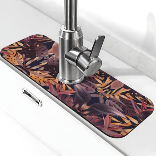 WXWJSHMGC Spritzschutz für Küchenspüle, tropisches Blumenmuster, saugfähige Abtropfmatte, für Küchenarmaturen, Arbeitsplatten von WXWJSHMGC