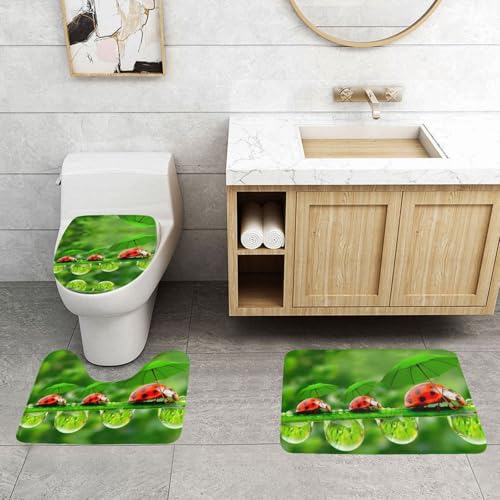 WXWJSHMGC WC-Vorleger, lustiger Ladybug Druck, 3-teilig, super plüschig, rutschfest, Badematten-Set WXWJSHMGC WC-Vorleger, lustiger Ladybug Druck, 3-teilig, super plüschig, rutschfest, Badematten-Set von WXWJSHMGC