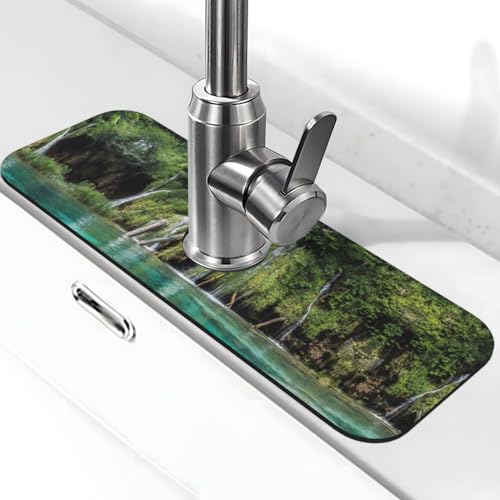 WXWJSHMGC Wasserfall-Druck-Spritzschutz, saugfähige Abtropfmatte, Spülbeckenmatte, für Küchenarmaturen, Arbeitsplatten von WXWJSHMGC