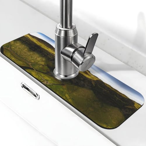 WXWJSHMGC Wasserfall-Landschaftsbild-Druck, Küchenspüle, Spritzschutz, saugfähige Abtropfmatte, Spülbeckenmatte, für Küchenarmaturen, Arbeitsplatten von WXWJSHMGC