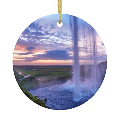 Wasserfall-Landschafts-Druck, Weihnachtsschmuck, Paar, Geschenke für ihn, sie, Weihnachtsbaumschmuck, Keramik, hängende Ornamente, Jahrestag Wasserfall-Landschafts-Druck, Weihnachtsschmuck, Paar, Geschenke für ihn, sie, Weihnachtsbaumschmuck, Keramik, hängende Ornamente, Jahrestag von WXWJSHMGC