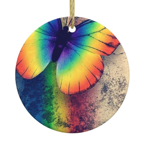 Weihnachtsschmuck mit Schmetterlings-Aufdruck, für Paare, Geschenke für Sie und Ihn, Weihnachtsbaumschmuck, Keramik, hängende Ornamente, Jahrestag Weihnachtsschmuck mit Schmetterlings-Aufdruck, für Paare, Geschenke für Sie und Ihn, Weihnachtsbaumschmuck, Keramik, hängende Ornamente, Jahrestag von WXWJSHMGC