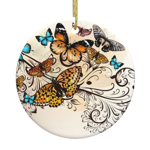 Weihnachtsschmuck mit Schmetterlings-Aufdruck, für Paare, Geschenke für Sie und Ihn, Weihnachtsbaumschmuck, Keramik, hängende Ornamente, Jahrestag Weihnachtsschmuck mit Schmetterlings-Aufdruck, für Paare, Geschenke für Sie und Ihn, Weihnachtsbaumschmuck, Keramik, hängende Ornamente, Jahrestag von WXWJSHMGC