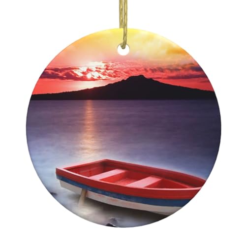 Weihnachtsschmuck mit rotem Fischerboot, Geschenk für Sie und Ihn, Weihnachtsbaumschmuck, Keramik, hängende Ornamente, Jahrestag Weihnachtsschmuck mit rotem Fischerboot, Geschenk für Sie und Ihn, Weihnachtsbaumschmuck, Keramik, hängende Ornamente, Jahrestag von WXWJSHMGC