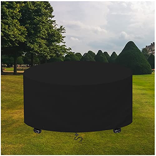 Gartenmöbel Abdeckung Rund Ø70x150cm Schwarz 420D Oxford Outdoor Gartentisch Schutzhülle Abdeckungen, Wasserdicht Winddicht Anti-UV Möbelsets Abdeckhaube, Terrasse Rund Möbel Abdeckplane Abdeckung von WXWYGNY