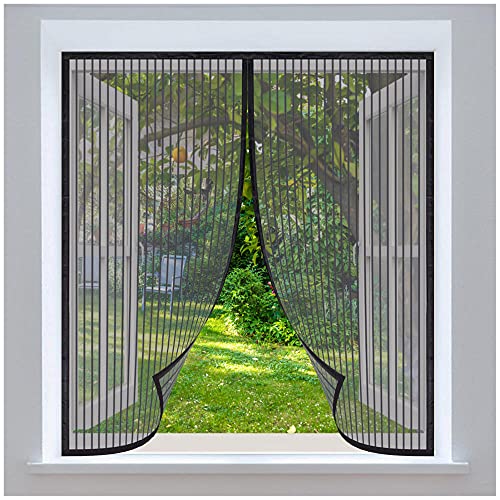 Magnet Fliegengitter Fenster, 90x90cm Insektenschutz Mückengitter Magnetfenster, Magnetisch Moskitonetz für Fenster/Türen, Insektenschutz Magnet Fliegenvorhang Auto Schließen von WXWYGNY