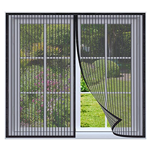 Magnet Fliegengitter Fenster 80x85cm Schwarz Insektenschutz Fliegenvorhang für Türen/Fenster, Magnet Fliegenschutz für Fenster Mückengitter Auto Schließen Magnetische Adsorption von WXWYGNY
