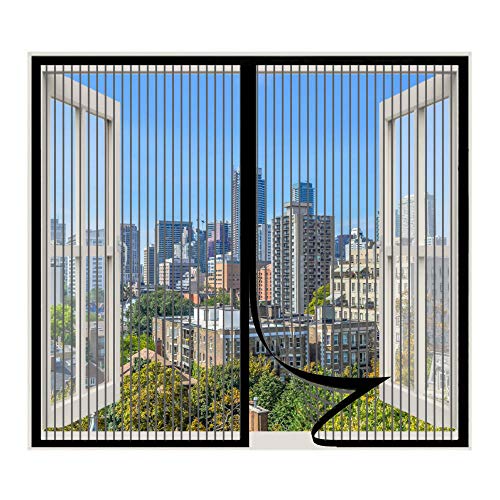 Magnetischer Fliegengitter für Fenster, Schwarz_180x220cm, Moskito-Insekten-Fenstergitter, Fliegengitter-Netzvorhänge, Insektenschutz Fliegen Netz, Automatisches Schließen, ohne bohren von WXWYGNY