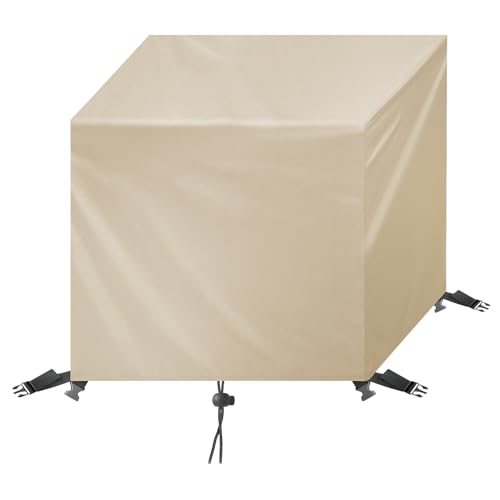 WXWYGNY Abdeckung Gartenmöbel Wasserdicht 68x68x72cm,420D Oxford Abdeckplane Gartenmöbel Winterfest,Anti-UV & Winddicht,Abdeckhaube für Möbelsets,Tische und Stühle,Beige von WXWYGNY