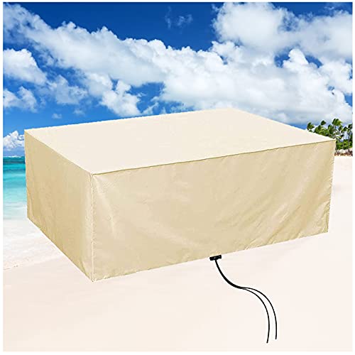 WXWYGNY Abdeckung Schutzhülle für Gartenmöbel 115x115x74cm Beige Abdeckplane Gartenmöbel Abdeckung, Rechteckige 420D Oxford Stoff wasserdichte Outdoor Terrasse Tischabdeckung, Winddicht, Anti-UV von WXWYGNY