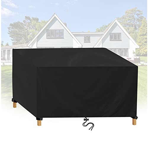 WXWYGNY Abdeckung für Gartenmöbel 280x140x110cm Schwarz Abdeckplane Schutzhülle Gartentisch Tischabdeckung Wasserdicht 420D Oxford Gewebe, Winddicht UV-Beständiges Abdeckhaube Outdoor für Gartenmöbel von WXWYGNY