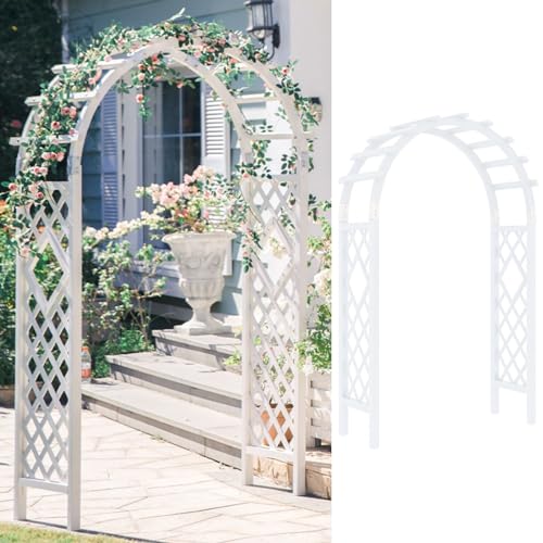 WXXSHGDW Weißer Patio Gartenbogen, Rosenbogen Holz, Hochzeitsbogen, Hintergrundrahmendekoration für den Außenbereich Oder Spalier für Kletterpflanzen(Size:140cm/55inch) von WXXSHGDW