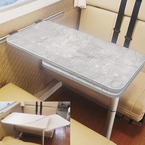 WXXSHGDW Wohnmobiltische Klappbar, Wohnmobiltisch, Wohnmobil Esstisch, Doppelschichtige Schwenkbare Tischbeine, Die Untere Tischplatte Kann Um 360 ° Gedreht Werden, für Wohnmobilanhänger(Gray) von WXXSHGDW