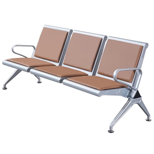 WXXZCE Wartebank Airport, 3 Sitzer Wartezimmerbank, Sitzbank mit Armlehnen und Rückenlehne, für Flughäfen, Krankenhäuser, Banken, Salons(Brown) von WXXSHGDW