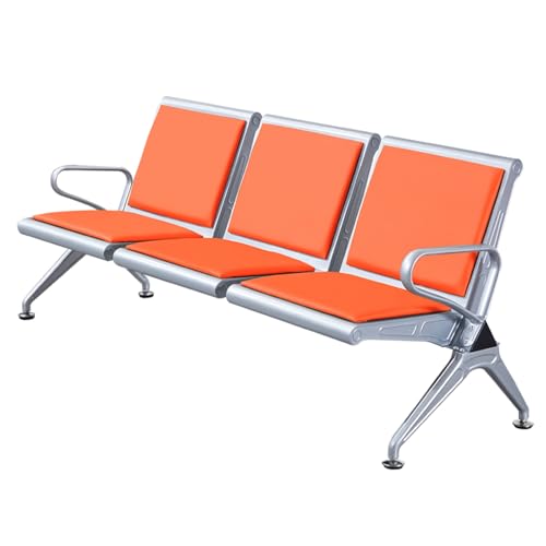 WXXZCE Wartebank Airport, 3 Sitzer Wartezimmerbank, Sitzbank mit Armlehnen und Rückenlehne, für Flughäfen, Krankenhäuser, Banken, Salons(Orange) von WXXSHGDW