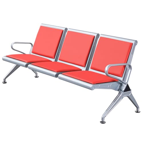 WXXZCE Wartebank Airport, 3 Sitzer Wartezimmerbank, Sitzbank mit Armlehnen und Rückenlehne, für Flughäfen, Krankenhäuser, Banken, Salons(Red) von WXXSHGDW