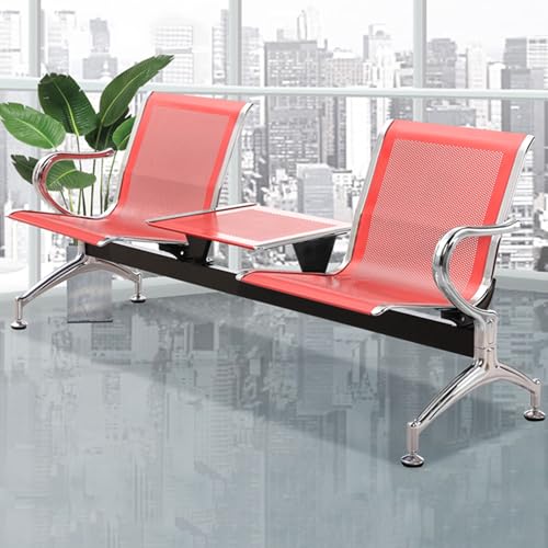 WXXZCE Wartebank Airport mit Couchtisch, 2-Sitzer Wartezimmerbank, mit Rückenlehne und Armlehnen, für Flughafen, Bank, Krankenhaus, Salon(Red) von WXXSHGDW