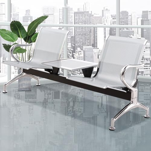 WXXZCE Wartebank Airport mit Couchtisch, 2-Sitzer Wartezimmerbank, mit Rückenlehne und Armlehnen, für Flughafen, Bank, Krankenhaus, Salon(Silver) von WXXSHGDW