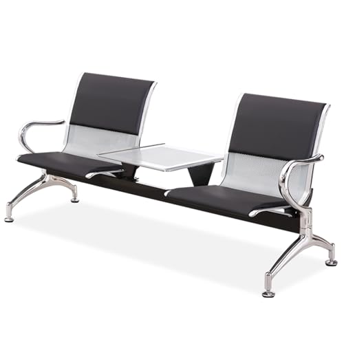 WXXZCE Wartezimmerbank, 2-Sitze Wartebank Airport mit Couchtisch, Sitzbank mit Rückenlehne, für Flughafen, Krankenhaus, Bank, Salon, Friseur, Saal, Zimmer, Konferenz(Black) von WXXSHGDW