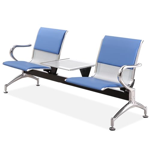 WXXZCE Wartezimmerbank, 2-Sitze Wartebank Airport mit Couchtisch, Sitzbank mit Rückenlehne, für Flughafen, Krankenhaus, Bank, Salon, Friseur, Saal, Zimmer, Konferenz(Blue) von WXXSHGDW