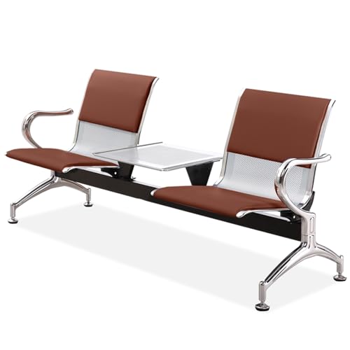 WXXZCE Wartezimmerbank, 2-Sitze Wartebank Airport mit Couchtisch, Sitzbank mit Rückenlehne, für Flughafen, Krankenhaus, Bank, Salon, Friseur, Saal, Zimmer, Konferenz(Brown) von WXXSHGDW