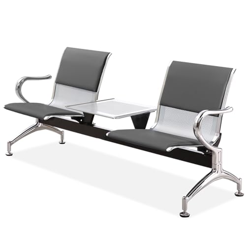 WXXZCE Wartezimmerbank, 2-Sitze Wartebank Airport mit Couchtisch, Sitzbank mit Rückenlehne, für Flughafen, Krankenhaus, Bank, Salon, Friseur, Saal, Zimmer, Konferenz(Gray) von WXXSHGDW