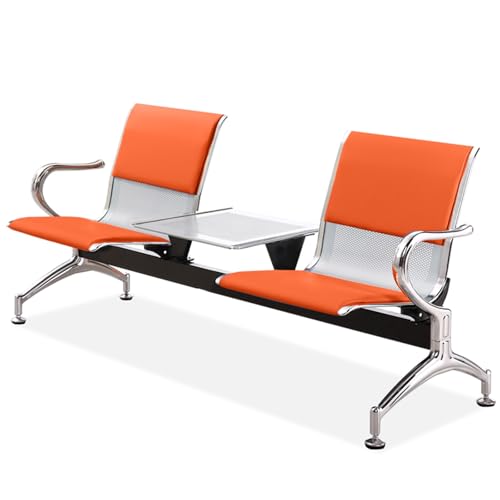 WXXZCE Wartezimmerbank, 2-Sitze Wartebank Airport mit Couchtisch, Sitzbank mit Rückenlehne, für Flughafen, Krankenhaus, Bank, Salon, Friseur, Saal, Zimmer, Konferenz(Orange) von WXXSHGDW