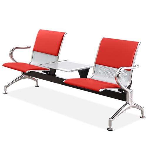 WXXZCE Wartezimmerbank, 2-Sitze Wartebank Airport mit Couchtisch, Sitzbank mit Rückenlehne, für Flughafen, Krankenhaus, Bank, Salon, Friseur, Saal, Zimmer, Konferenz(Red) von WXXSHGDW