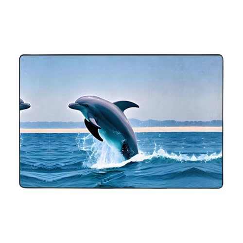 Bedruckter Wohnzimmer-Teppich mit Delfinen, 183 x 122 cm, für Couchtisch/Nachttisch/Büro/Balkon Bedruckter Wohnzimmer-Teppich mit Delfinen, 183 x 122 cm, für Couchtisch/Nachttisch/Büro/Balkon von WXXWXD