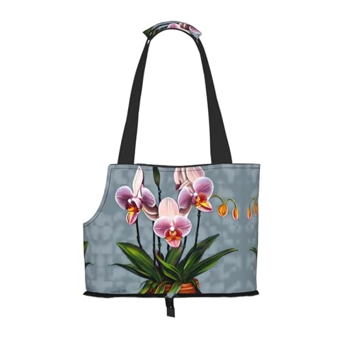Blooming Orchids bedruckte Haustier-Umhängetasche, speziell für kleine Hunde und Katzen, multifunktionale Schulter und Handtasche von WXXWXD