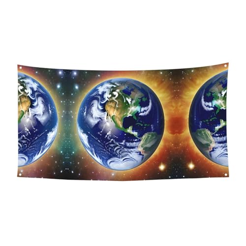 Dekorative Flagge zum Aufhängen, Motiv: kosmische Erde, 178 x 88,9 cm von WXXWXD