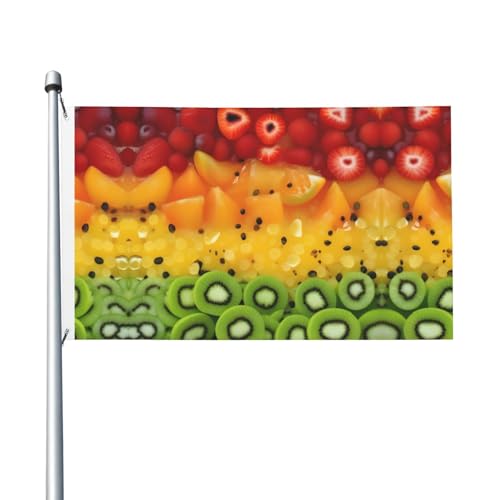 Flagge mit frischem Obst bedruckt für den Außenbereich, 91,4 x 152,4 cm, ideal für Garten, Hof und Urlaubsdekorationen von WXXWXD