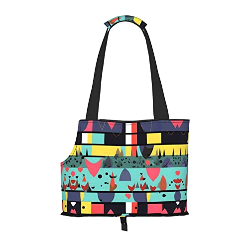 Geometrische Muster bedruckte Haustier-Umhängetasche, speziell für kleine Hunde und Katzen, multifunktionale Schulter und Handtasche von WXXWXD
