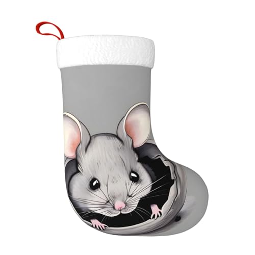 Graue Ratte Weihnachtsstrumpf geeignet für Weihnachtsbäume und festliche Kamindekorationen von WXXWXD