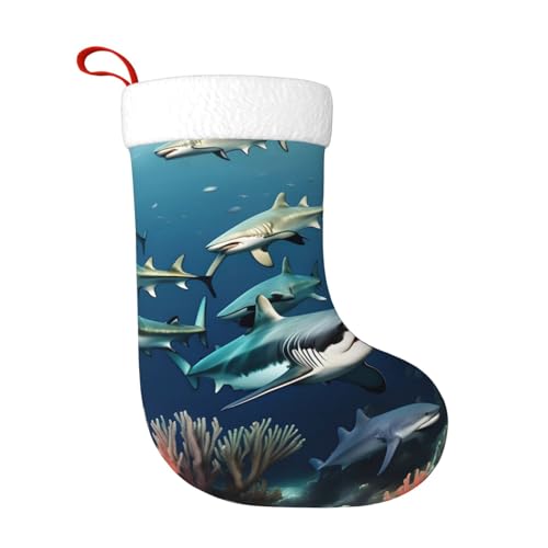Haie unter dem Meer Weihnachtsstrumpf geeignet für Weihnachtsbäume und festliche Kamindekorationen Haie unter dem Meer Weihnachtsstrumpf geeignet für Weihnachtsbäume und festliche Kamindekorationen von WXXWXD