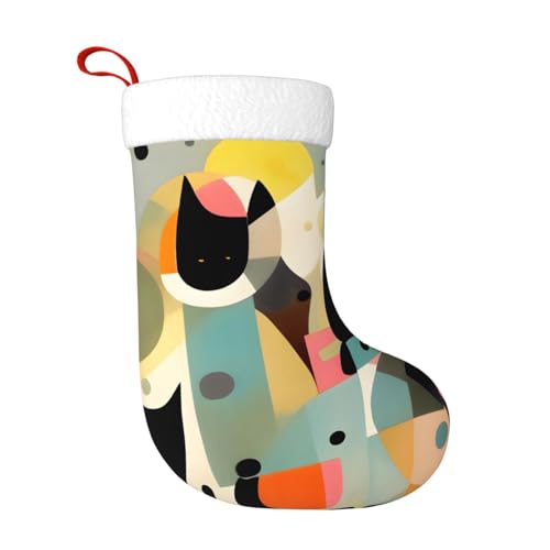 Mid-Century Modern Art Cat Christmas Stocking Suitable for Christmas Trees and Festive Fireplace Decorations von WXXWXD