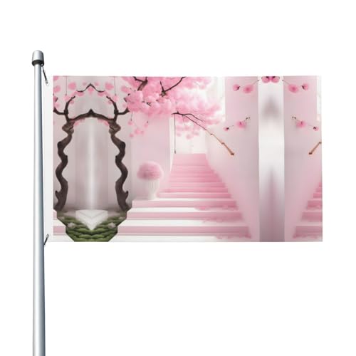 Rosa Kirschblüten-Treppen-Flagge für den Außenbereich, 91,4 x 152,4 cm, ideal für Garten, Hof und Urlaubsdekorationen Rosa Kirschblüten-Treppen-Flagge für den Außenbereich, 91,4 x 152,4 cm, ideal für Garten, Hof und Urlaubsdekorationen von WXXWXD