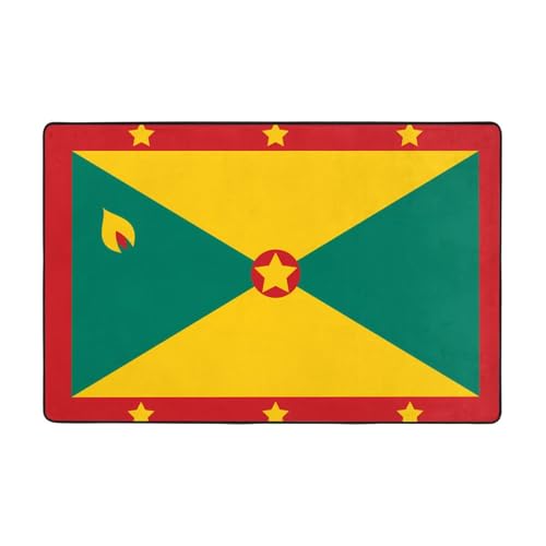 Teppich für Wohnzimmer, Motiv: Flagge von Grenada, bedruckt, 183 x 122 cm, für Couchtisch/Nachttisch/Büro/Balkon von WXXWXD