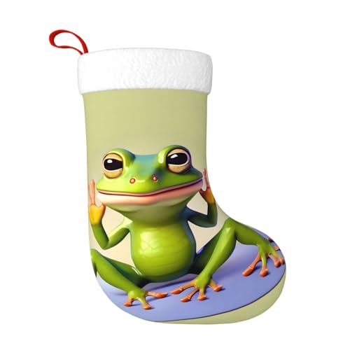 The Funny Frog Doing Yoga Christmas Stocking Suitable for Christmas Trees and Festive Fireplace Decorations von WXXWXD