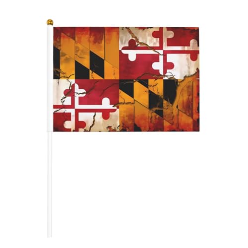 Vintage-Flagge aus Holz, Maryland-Flagge, bedruckt, 14 x 20,8 cm, 10 Stück Vintage-Flagge aus Holz, Maryland-Flagge, bedruckt, 14 x 20,8 cm, 10 Stück von WXXWXD