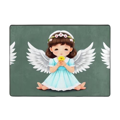 WXXWXD Bedruckte Bodenmatte mit süßem kleinen Engel, 203 x 147 cm, Schlafzimmer-Nachttischdecke, Arbeitszimmer, dekorative Matte WXXWXD Bedruckte Bodenmatte mit süßem kleinen Engel, 203 x 147 cm, Schlafzimmer-Nachttischdecke, Arbeitszimmer, dekorative Matte von WXXWXD